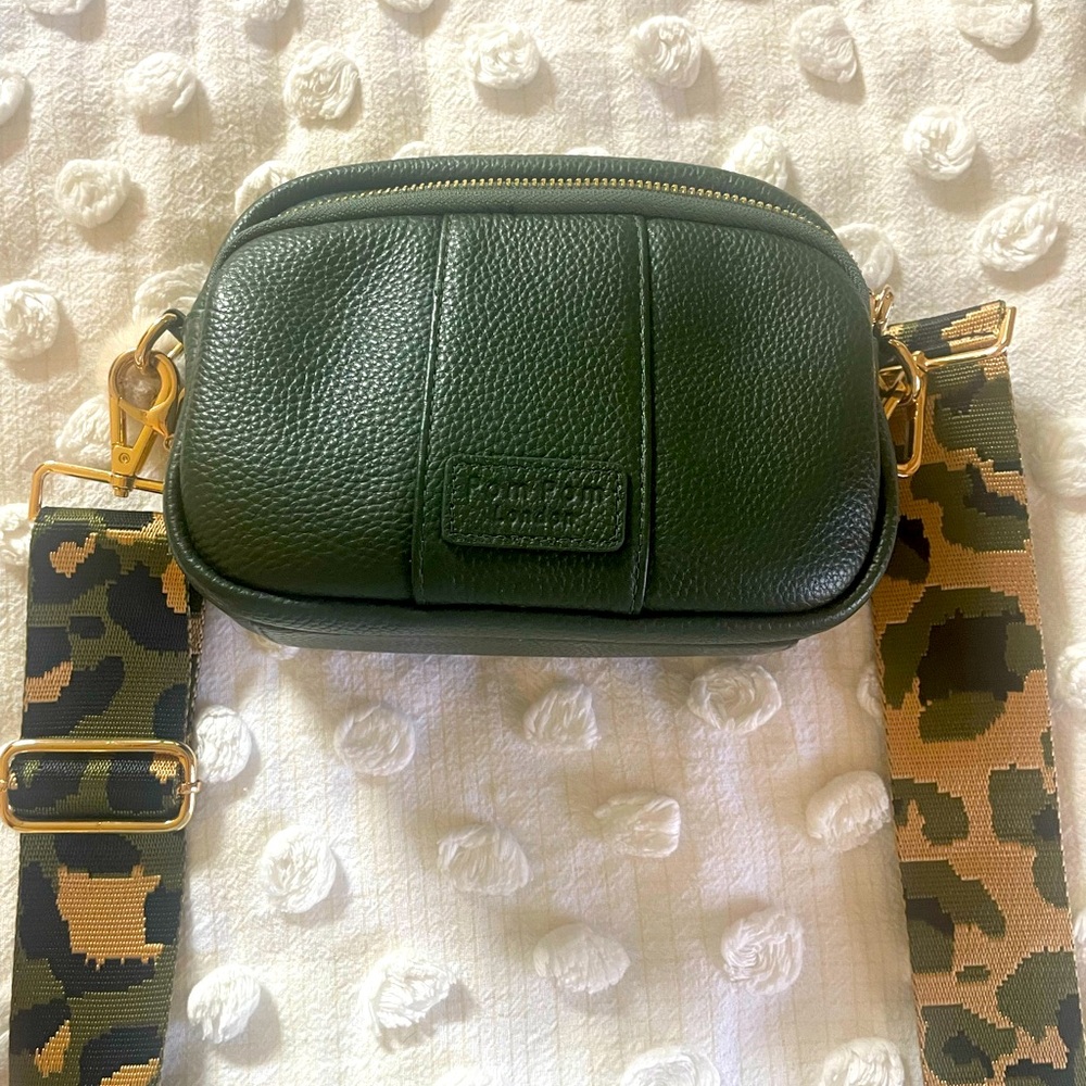 Pom Pom London Mayfair bag.  Beautiful Olive Green bag.